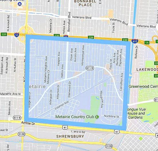 Map of Old Metairie Real Estate